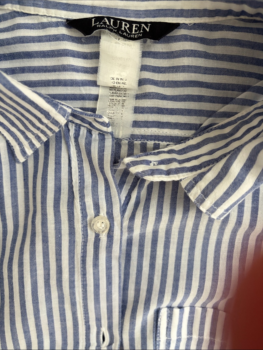 RALPH LAUREN STRIPED BUTTON-DOWN SLEEP SHIRT - Picture 4 of 6